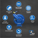BluBird Air Hose Reel 1/2" Retractable Dual Arm Heavy Duty with Rubber Hose 300 PSI
