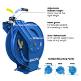 BluBird Air Hose Reel 1/2" Retractable Dual Arm Heavy Duty with Rubber Hose 300 PSI