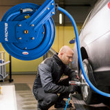 BluBird Air Hose Reel 3/8" Retractable Dual Arm Heavy Duty with Rubber Hose 300 PSI