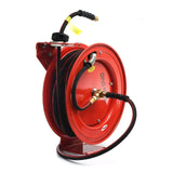 Dino-Hide Air Hose Reel 1/2" x 50' Retractable Heavy Duty Steel Construction with Wrapped Rubber Hose 300 PSI