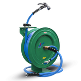 AG-Lite Rubber Water Hose Reel 3/4” x 50’ Retractable Heavy Duty, Hot/ Cold Water Hose, Spray Nozzle, 6' Lead-in Hose