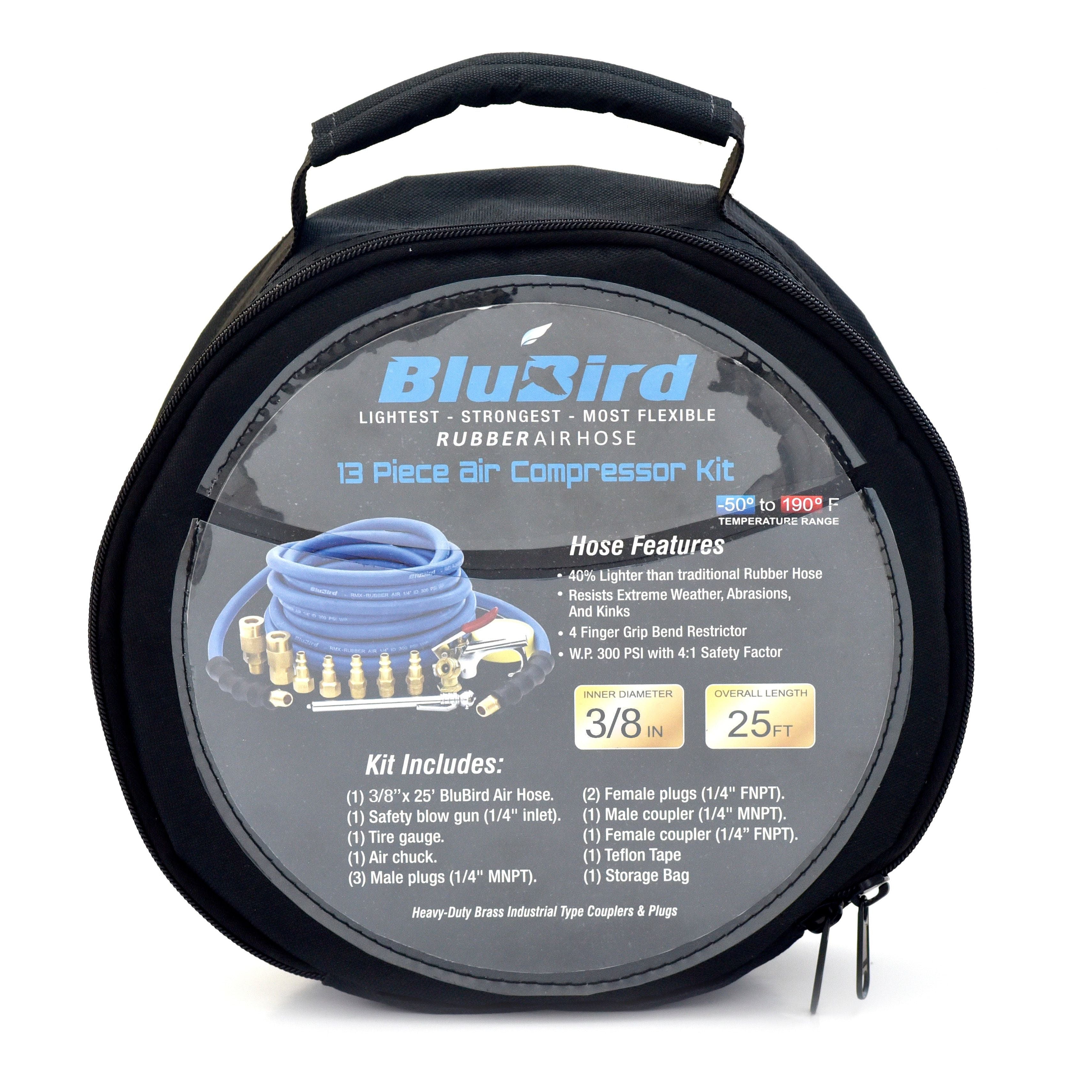 BluBird DIY 13pc Air Compressor Accessory Kit with Free Reusable Bag