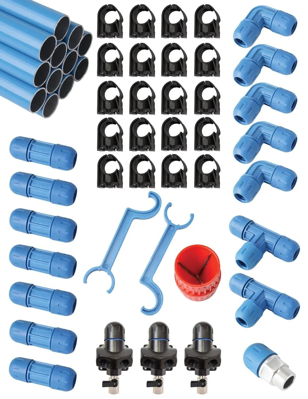 RapidAir FastPipe 1-Inch Compressed Air Aluminum Piping System 90-Foot Master Kit (3 Outlets)