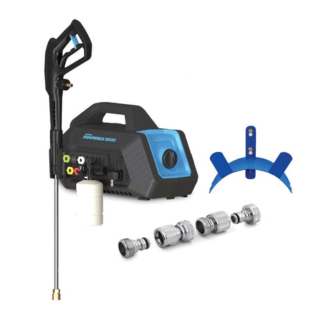 Nettoyeur haute pression BluShield 3000PSI Humpback avec support mural et enrouleur de tuyau + tuyau HP de 1/4" x 50'