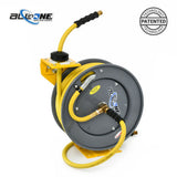 OilShield 3/8" x 50' Rubber Air Hose Reel with 3' Lead-in-Hose, 180° Swivel Mount, 5-In-1 Coupler (All in One Design, Patented Technology)