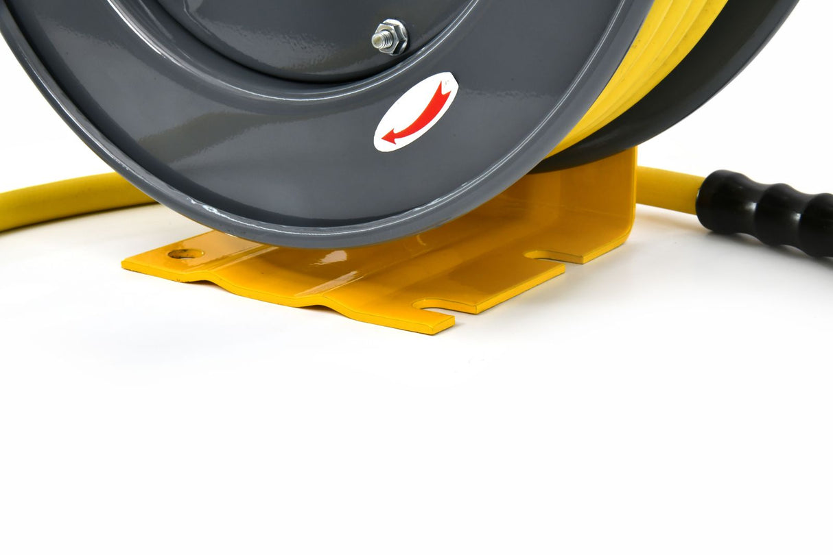 OilShield 3/8" x 50' Rubber Air Hose Reel with 3' Lead-in-Hose, 180° Swivel Mount, 5-In-1 Coupler (All in One Design, Patented Technology)