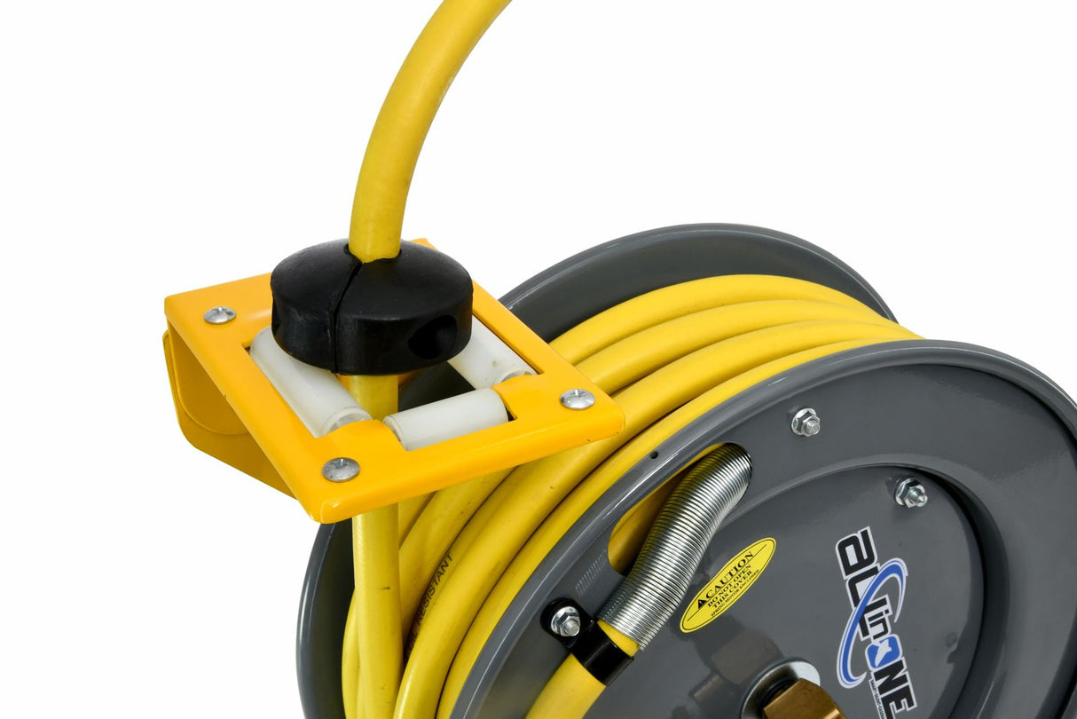 OilShield 3/8" x 50' Rubber Air Hose Reel with 3' Lead-in-Hose, 180° Swivel Mount, 5-In-1 Coupler (All in One Design, Patented Technology)