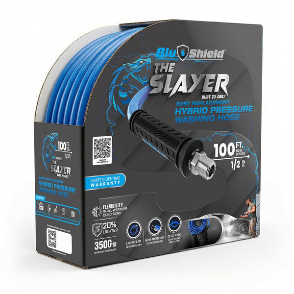 Blu Shield The Slayer Hybrid Pressure Washing Hose 1/2" X 100'-Blue