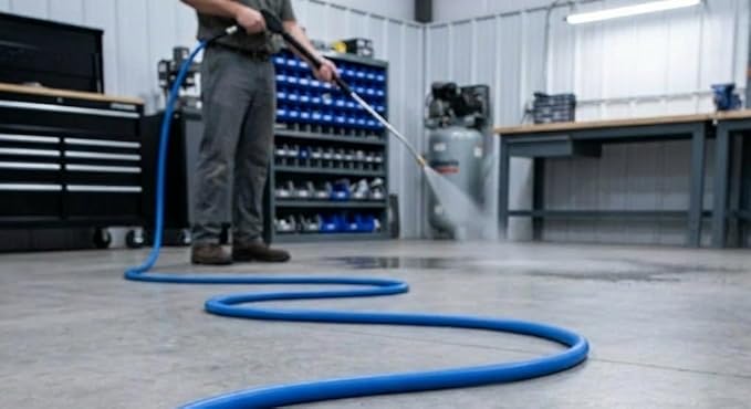 Blu Shield The Slayer Hybrid Pressure Washing Hose 3/8" X 100' with Coupler/Plug -Blue