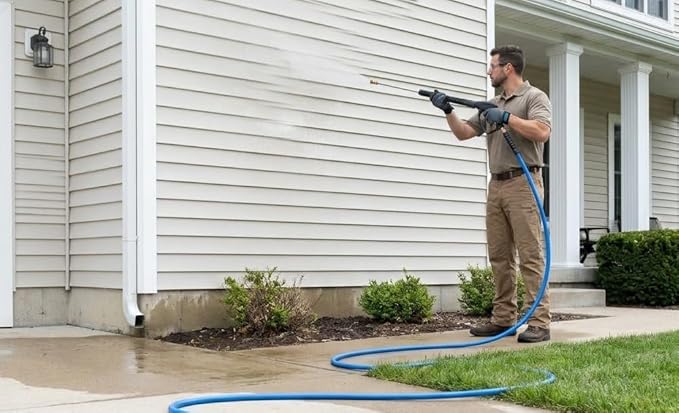 Blu Shield The Slayer Hybrid Pressure Washing Hose 3/8" X 100' with Coupler/Plug -Blue