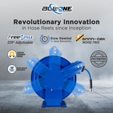 BluShield Rubber Pressure Washing Hose Reel 3/8" X 50(Dual Arm) with 6' Lead-in-Hose - All in One