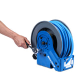 BluBird 1/2" x 100' Rubber Air Hose Reel with 3' Lead-in-Hose, 5-In-1 Coupler (All in One Design, Patented Technology)