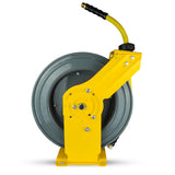 OilShield 1/2" x 50' Rubber Air Hose Reel with 3' Lead-in-Hose, 5-In-1 Coupler (All in One Design, Patented Technology)