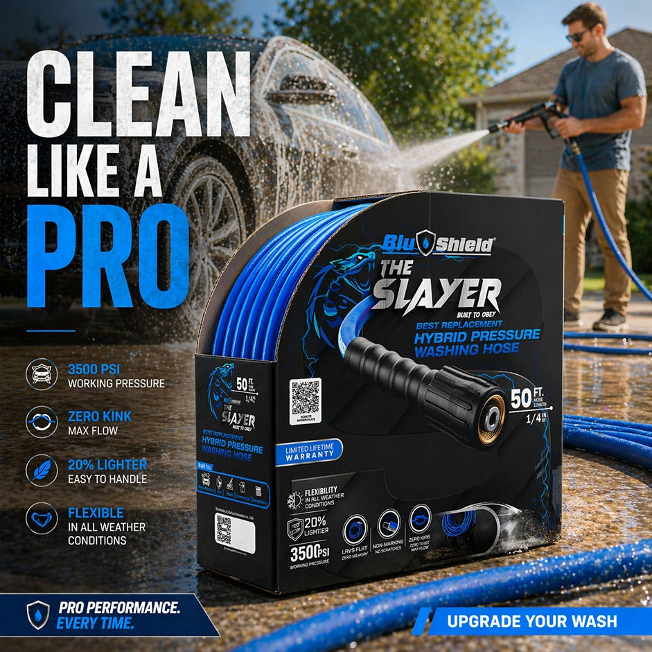 Blu Shield The Slayer Hybrid Pressure Washing Hose 1/4" X 100'-Blue