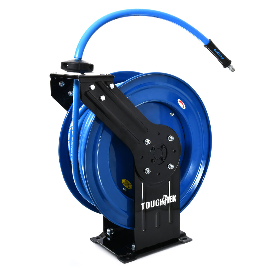 BluShield Tough Tek 3/8" Rubber Pressure Washing Hose Reel (Dual Arm) with 6' Lead-in-Hose