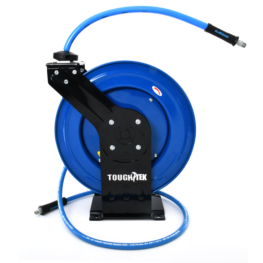 BluShield Tough Tek 3/8" Rubber Pressure Washing Hose Reel (Dual Arm) with 6' Lead-in-Hose