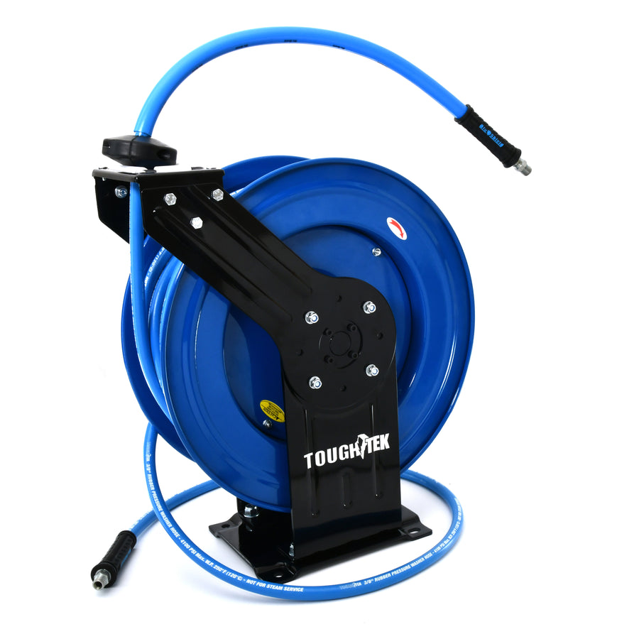 BluShield Tough Tek 3/8" Rubber Pressure Washing Hose Reel (Dual Arm) with 6' Lead-in-Hose