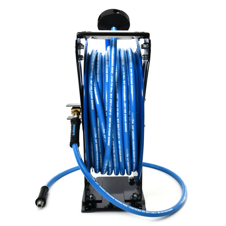 BluShield Tough Tek 3/8" Rubber Pressure Washing Hose Reel (Dual Arm) with 6' Lead-in-Hose