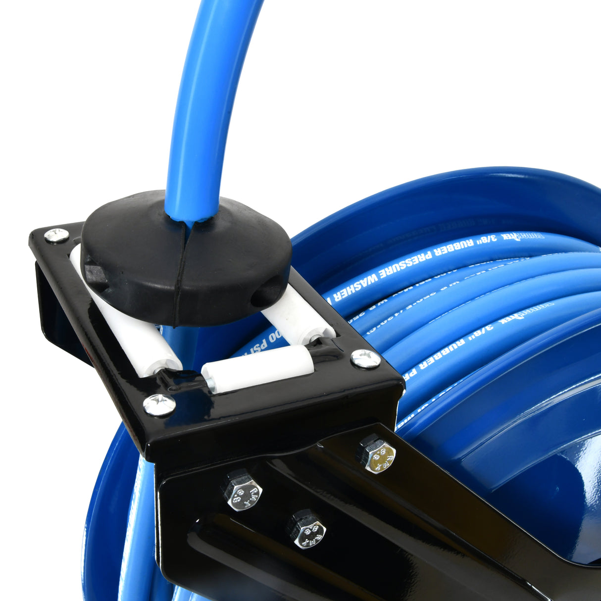 BluShield Tough Tek 3/8" Rubber Pressure Washing Hose Reel (Dual Arm) with 6' Lead-in-Hose