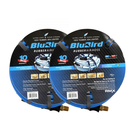 BluBird Rubber Air Hose 3/8 in. Heavy Duty 300 PSI Male NPT Polyester Woven Lightest Strongest Flexible