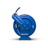 BluBird Rubber 3/4" X 50' Air Hose Dual Arm XL 18 Gauge Retractable Reel. Includes 3' Jumper Hose, 3/8" Male-NPT, 300 PSI, EPDM