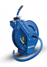 BluBird Rubber 3/4" X 50' Air Hose Dual Arm XL 18 Gauge Retractable Reel. Includes 3' Jumper Hose, 3/8" Male-NPT, 300 PSI, EPDM