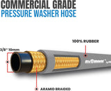 BluShield 3/8" Hose Reel Connector Jumper Hose, Aramid Braided, Non Marking, 4100 PSI with 3/8" MNPT