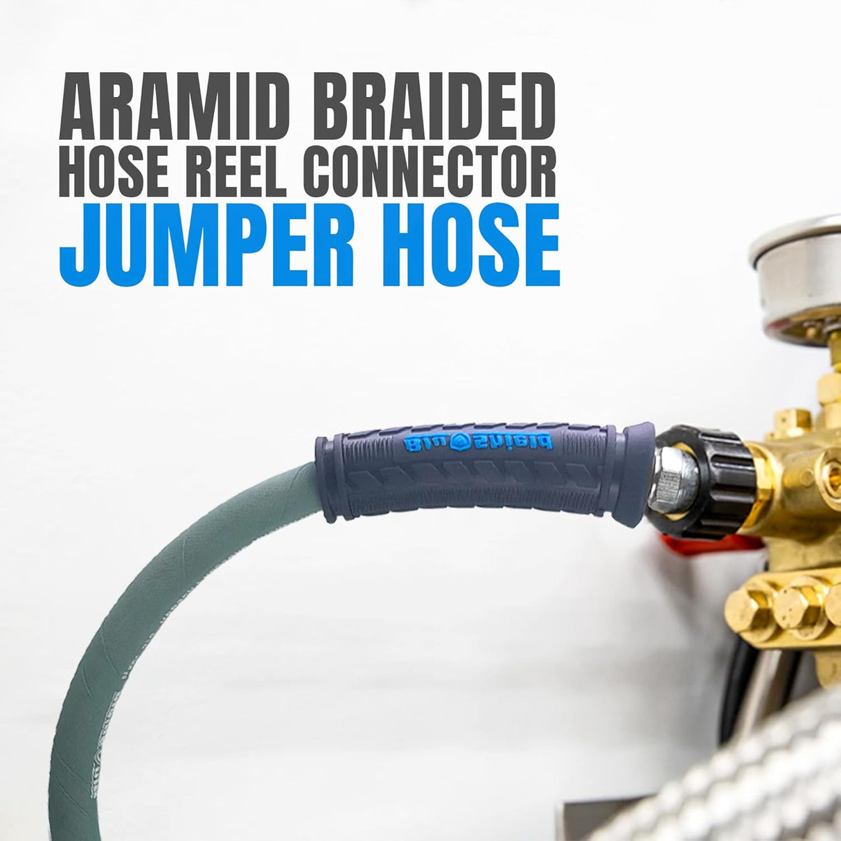 BluShield 3/8" Hose Reel Connector Jumper Hose, Aramid Braided, Non Marking, 4100 PSI with 3/8" MNPT