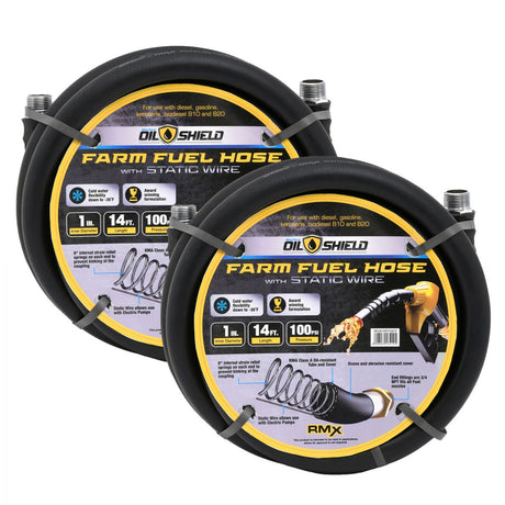 OilShield 1" X 12' Rubber Farm Fuel Transfer Hose with Static Wire