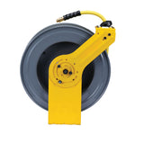 OilShield 3/8" x 100' Rubber Air Hose Reel with 3' Lead-in-Hose, 5-In-1 Coupler (All in One Design, Patented Technology)