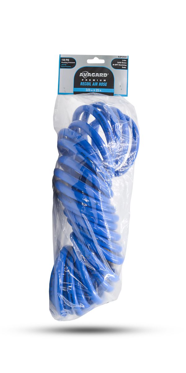 Avagard PU Recoil Air Hose Assembly 3/8" X 25'- 3/8" Male-NPT, 300 PSI, Polyurethane