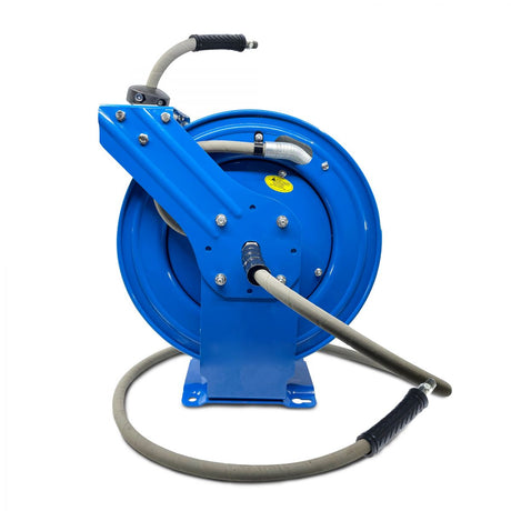 BluShield Rubber Pressure Washing Hose Reel 3/8" X 50' (Dual Arm)with 6' Lead-in-Hose