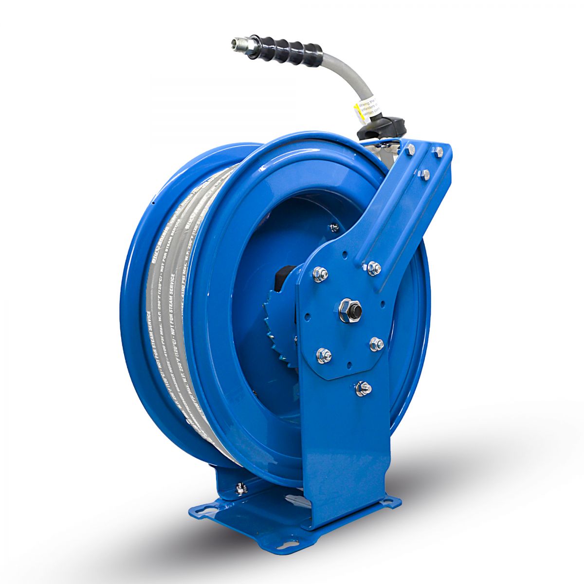 BluShield Rubber Pressure Washing Hose Reel 3/8" X 50' (Dual Arm)with 6' Lead-in-Hose