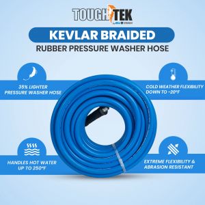 Tuyau de laveuse à pression tressé en aramide ToughTek 3/8" 4100 PSI, non marquant, MNPT fixe + pivotant (eau chaude/froide)