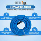 Tuyau de laveuse à pression tressé en aramide ToughTek 3/8" 4100 PSI, non marquant, MNPT fixe + pivotant (eau chaude/froide)