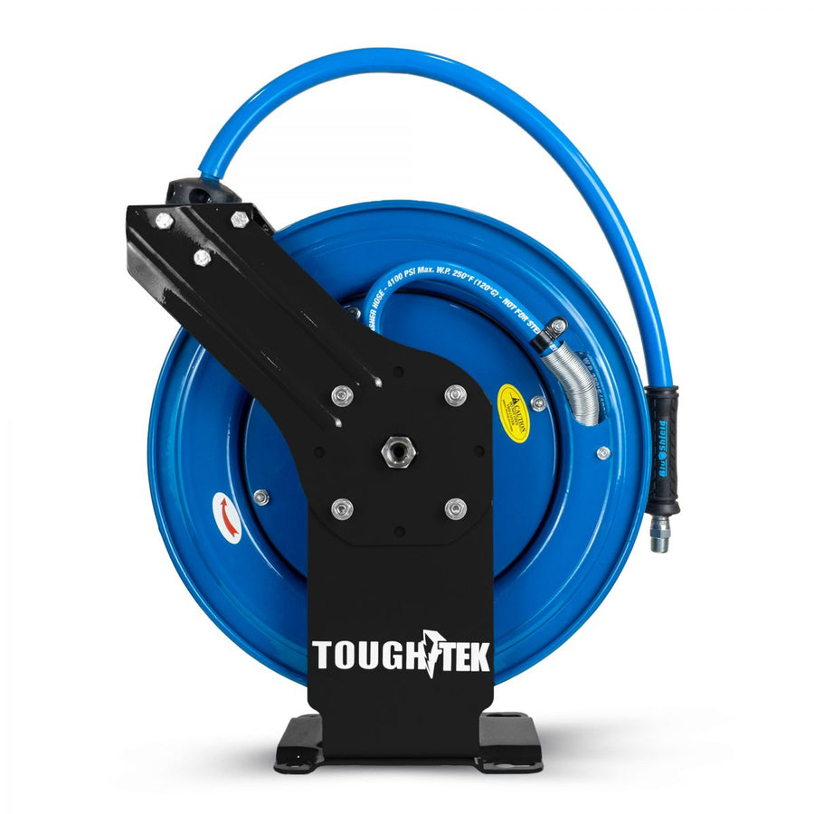 BluShield Tough Tek 3/8" Rubber Pressure Washing Hose Reel (Dual Arm) with 6' Lead-in-Hose