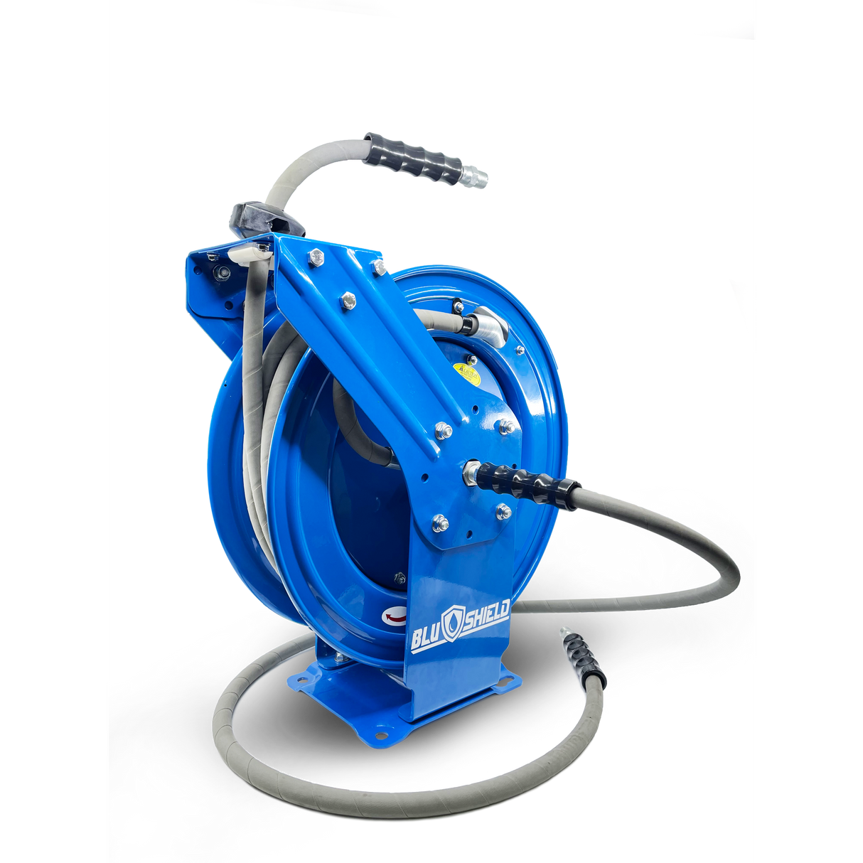 BluShield 3/8" Pressure Washer Hose Reel with 4100PSI Aramid Braided Non Marking Hose, Quick Connect Coupler, 6' Lead-in Hose, Dual Arm Heavy Duty