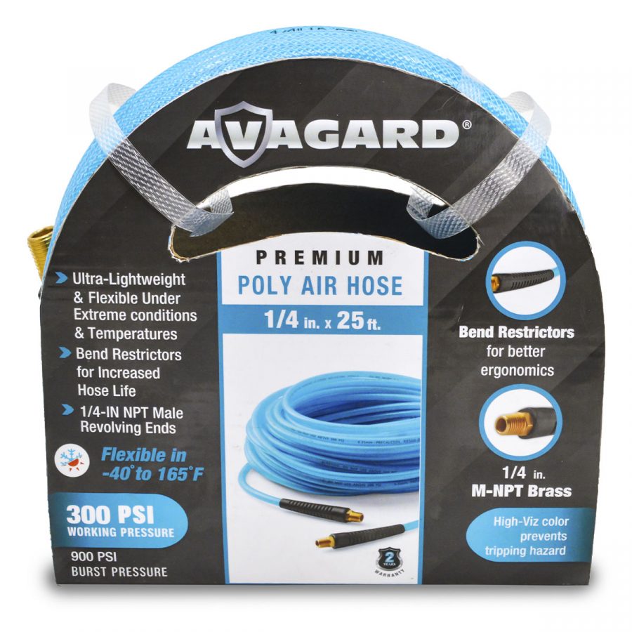 Avagard 1/4" Polyurethane PU Air Hose with 1/4" Brass MNPT Industrial Fitting, Non Marking