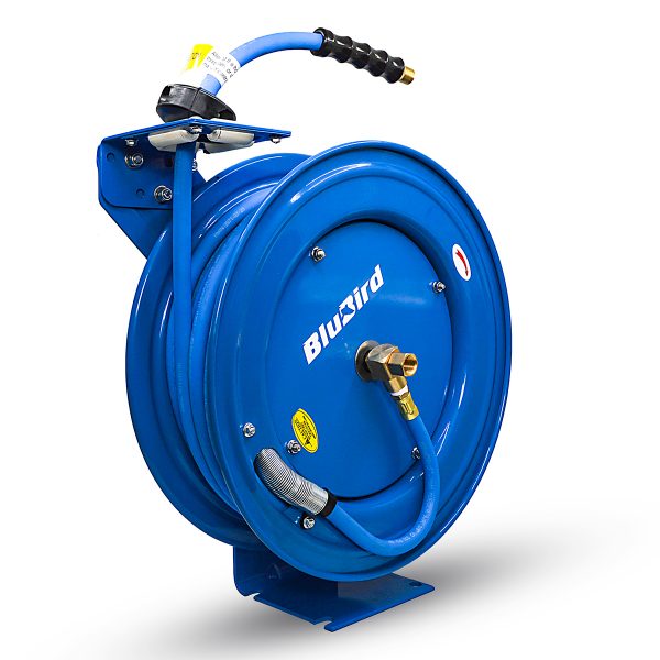 BluBird Air Hose Reel 1/2" Retractable Steel Construction with Rubber Hose 300 PSI