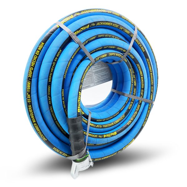 BluBird Jackhammer Air Hose with 3/4" Universal Chicago Couplings, 40% Lightweight, 100% Rubber