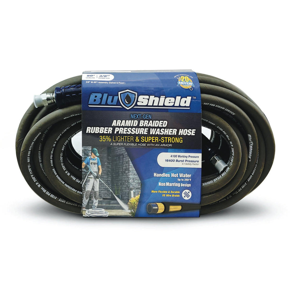 BluShield Pressure Washer Hose 3/8" x 50'