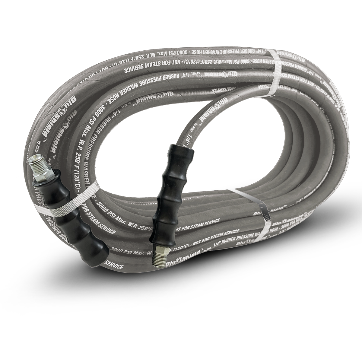 BluShield Lightweight 1/4" Polyester Braided  Rubber Pressure Washer Hose with M22 Fittings, 3100PSI