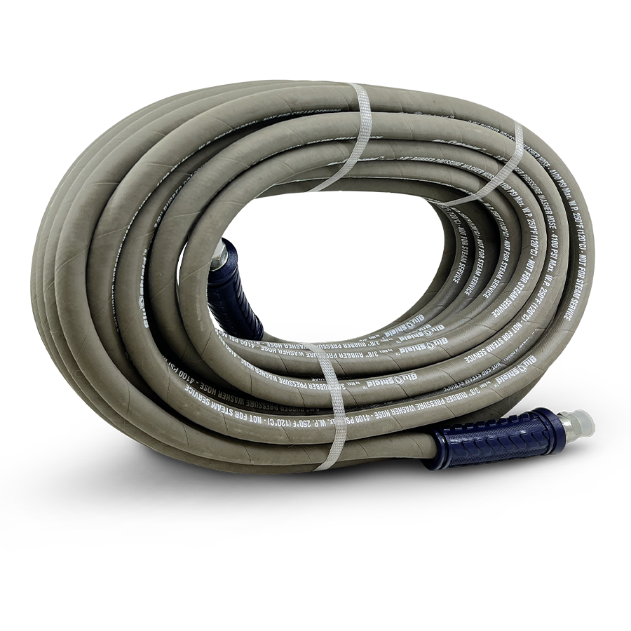BluShield Aramid Braided 3/8" Rubber Pressure Washer Hose, Non Marking with Quick Connect Coupler Plug, 4100PSI, Heavy Duty & Backed By 1yr Warranty